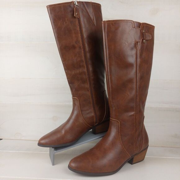 Dr. Scholl's Women's Size 9M Brilliance Riding Boot Whiskey Brown Full Zip - Picture 2 of 7